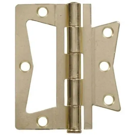 4 Non Mortise Hinge - Removable Pin - Brass Finish 2Pk Hillman Door Hinges