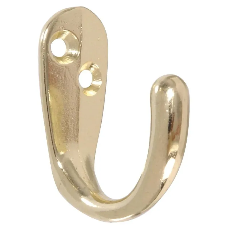 The Hillman Group 852289 Clothes Hook, Brass Finish