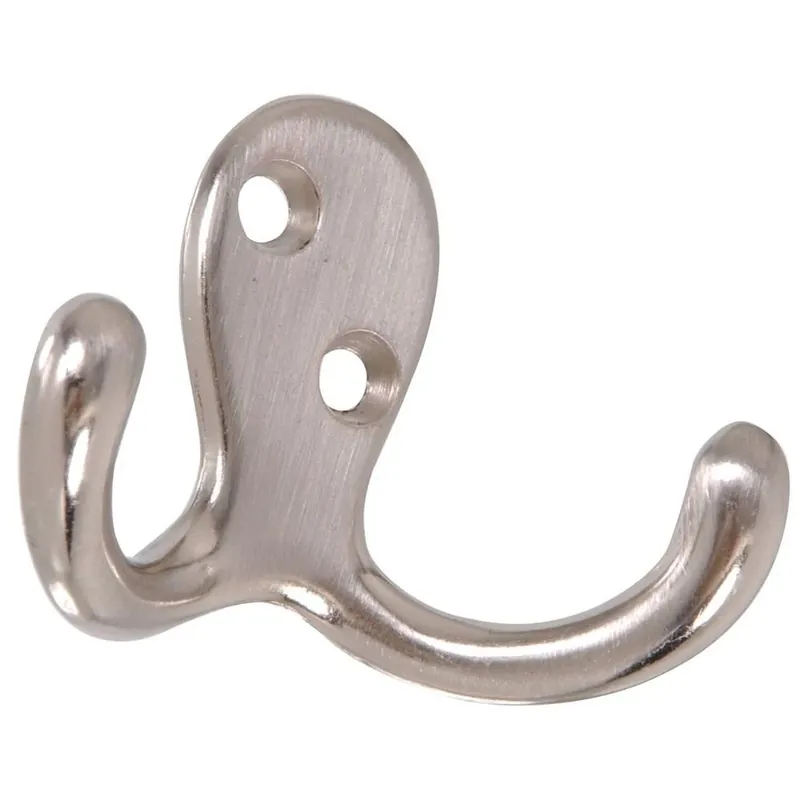 The Hillman Group 852297 Double Clothes Hook, Satin Nickel