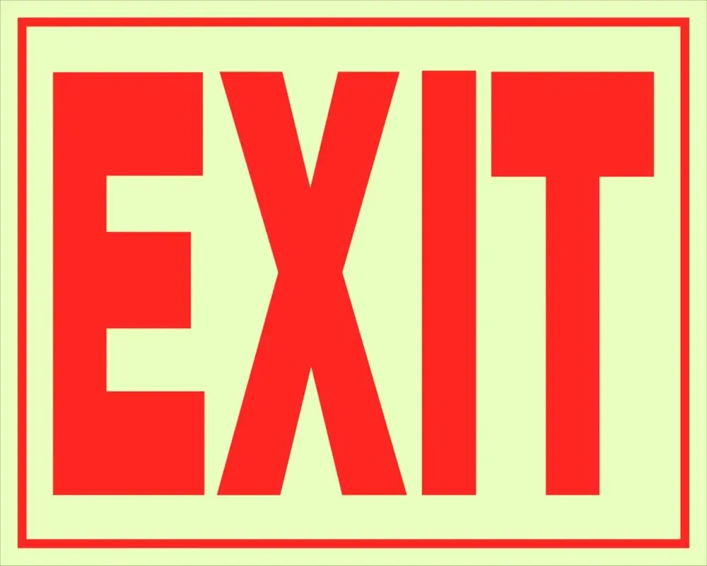 Glow-in-the-Dark Exit Sign, 8 X 11-In.