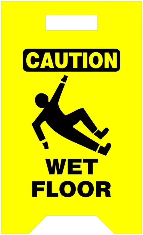 20-in X 12-in Caution Wet Floor Sign - Black & Yellow Safety Alert