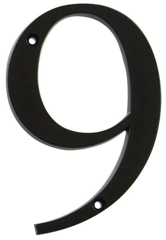 843169 5 In. Black Distinctions Zinc Die-cast Flush Mount House Number - 9