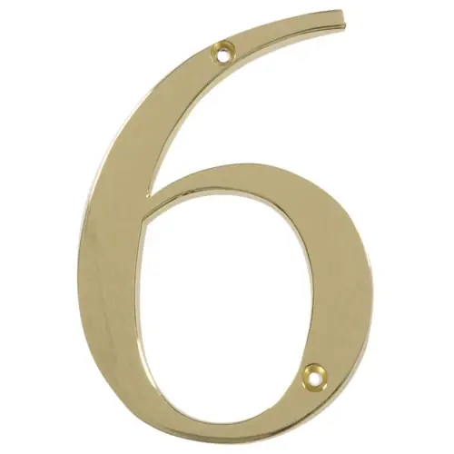 843176 5 In. Brass Distinctions Zinc Die-cast Flush Mount House Number - 6 - 5 Piece