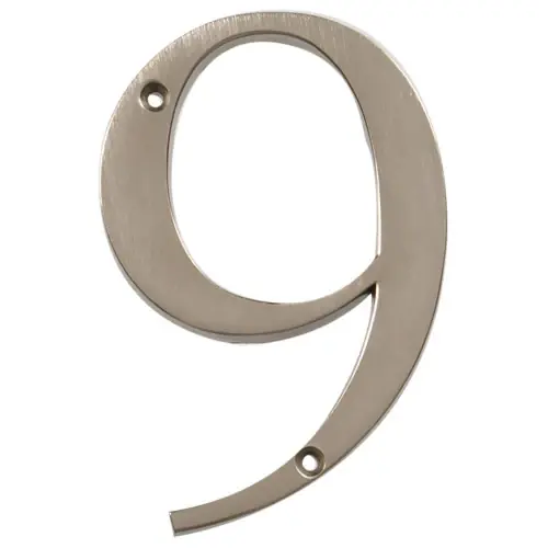 843189 5 In. Nickel Distinctions Zinc Die-cast Flush Mount House Number - 9 - 5 Piece Set