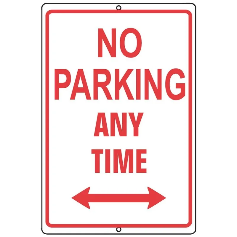 18" X 12" Aluminum No Parking Anytime Sign With Arrow - Model 843483