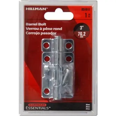 3 Inch Zinc Plated Barrel Bolt - Hillman Miscellaneous Cabinet Hardware Model 851011