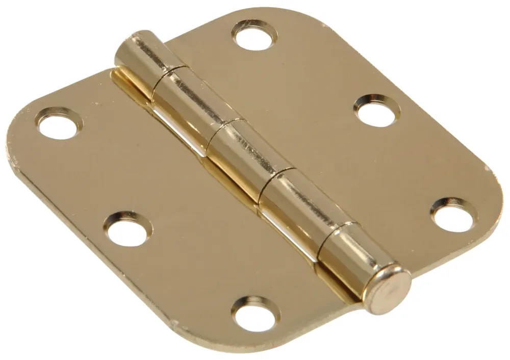 851245 Brass Plated Round Corner Residential Door Hinge 3.5 In.