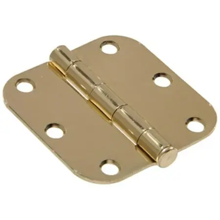 4 Inch Brass Plated Residential Door Hinge With Round Corners - Model 851246