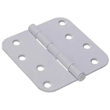The Hillman Group 851275 4‘ Residential Door Hinge - 5/8‘ Round Corner - Removable Pin - Full Mortise - White 1-Pack