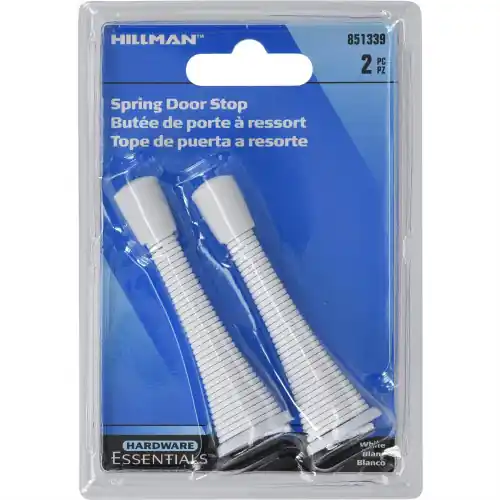 3 Spring Door Stop - Broad Base - White 2-Pack Hillman Doorstops 851339