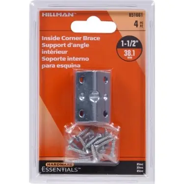 1-1/2" X 3/4" Zinc Plated Inside Corner Brace - Hillman Mending Plates 851661