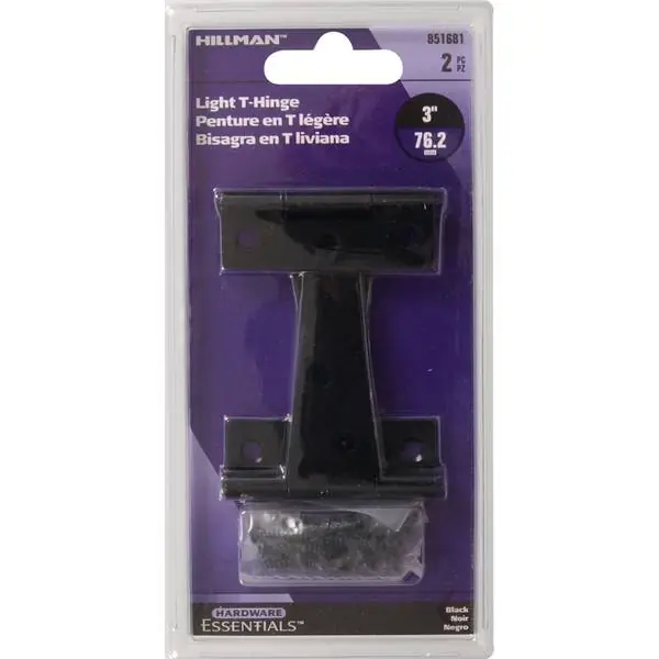 3-inch Light Duty T-hinge In Black Finish