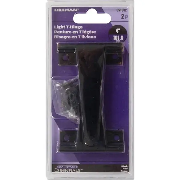 851682 4-inch Light Duty T Hinge In Black Finish