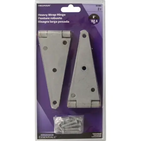 Hillman Hardware Essentials 851687 Heavy Duty Strap Hinges Galvanized 4" - 2 Pack
