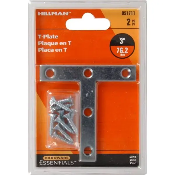 3 X 3 Inch Zinc Plated T-plate Mending Plates By Hillman - Model 851711