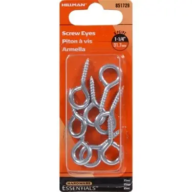 0.135" X 1-1/4" Zinc-plated Medium Eye Screw Eye Hillman Hooks And Eyes 851729