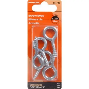 .192 X 1-13/16" Zinc-plated Medium Eye Screw Eye Hillman Hook And Eye 851736