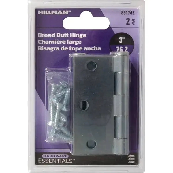 3-inch Zinc Plated General Purpose Broad Hinge With Removable Pin