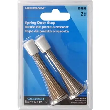 3 Spring Door Stop - Broad Base - Satin Nickel 2-Pack Hillman Doorstops 851803