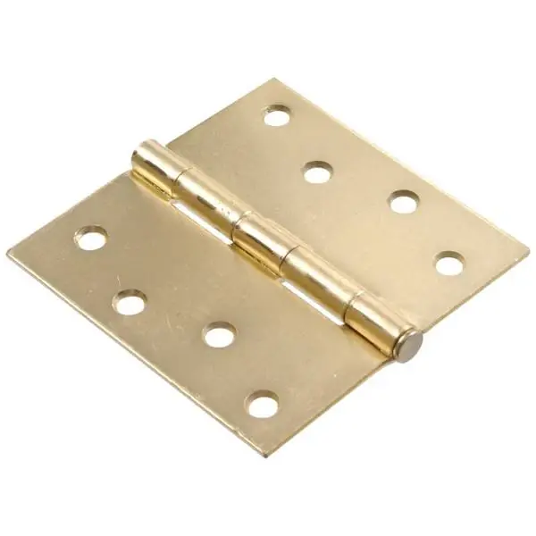 4 Inch Satin Brass Square Corner Residential Door Hinge - Model 851958