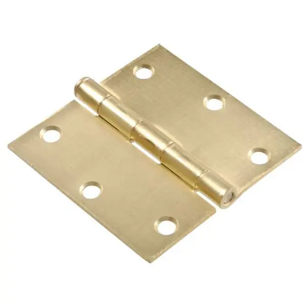 The Hillman Group 851959 3‘ Residential Door Hinge - Square Corner - Removable Pin - Full Mortise - Satin Brass 2-Pack