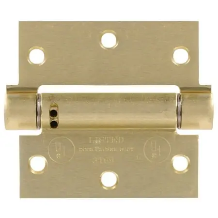 3.5 Inch Square Corner Spring Hinge In Satin Brass Finish