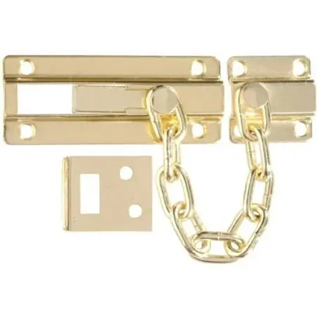 Brass Finish Dead Bolt And Chain Guard - Model 852042 By Hillman