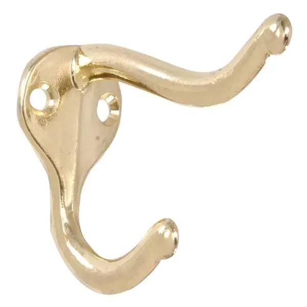 Brass Finish Coat And Hat Hook - 2 Pack Model 852081