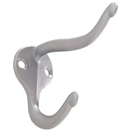 Hillman Hardware Essentials 852273 Coat And Hat Hooks Satin Chrome- 2 Pack