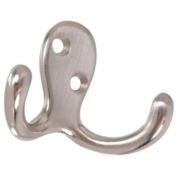 852291 Double Satin Nickel Clothes Hook - 2.75 In. Stylish And Durable