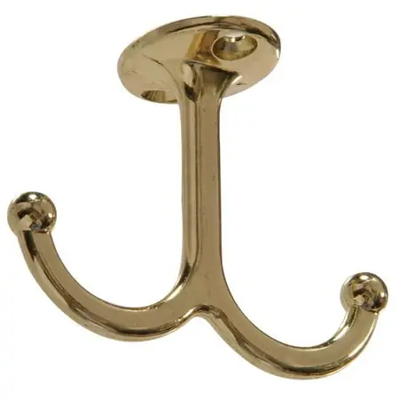 Hillman Hardware Essentials 852305 Under Shelf Coat Hook Brass Plated -2 Pack