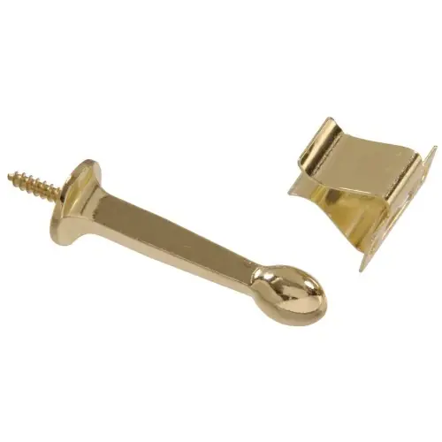 Rigid Door Stop With Holder - Brass Finish Hillman Doorstops 852343 008236931808