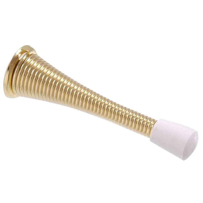 The Hillman Group 852348 3-Inch Spring Door Stop Broad Base, Brass Finish