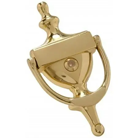 Bright Brass Door Knocker With Viewer - 7 Inch Hardware Essentials