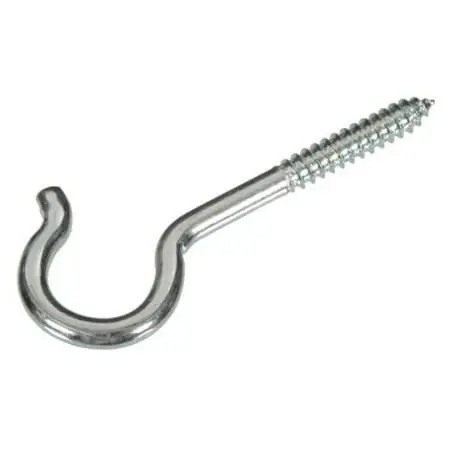 .080 X 1-5/16 Zinc-Plated Round Ceiling Type Screw Hook 10Pk Hillman 852430