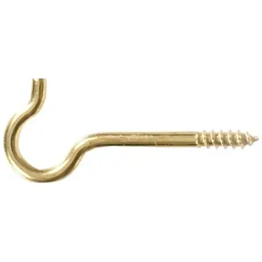 .162 X 2-9/16 Solid Brass Round Ceiling Type Screw Hook 3Pk Hillman 852431