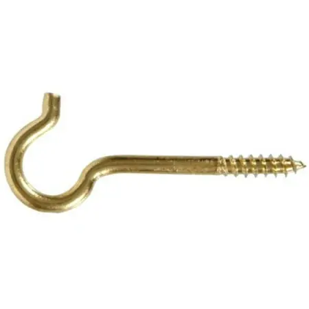 .192 X 3-3/8 Solid Brass Round Ceiling Type Screw Hook 2Pk Hillman 852432