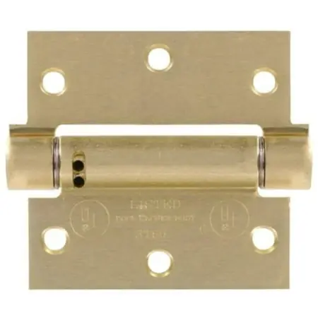 4 Adjustable Spring Hinge - Square Corner - Satin Brass Finish Hillman 852547