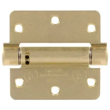 3-1/2 Adjustable Spring Hinge - 1/4 Round Corner, Satin Brass Finish Hillman
