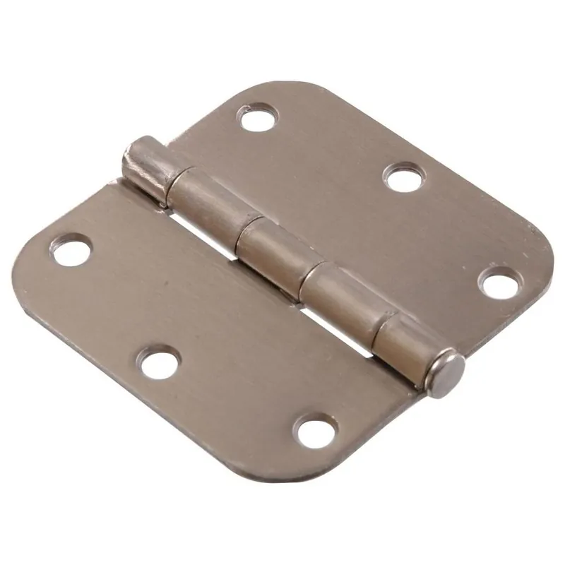 The Hillman Group 852594 3-1/2-Inch Residential Door Hinge With 5/8-Inch Round Corner Removable Pin Full Mortise, Satin Nickel