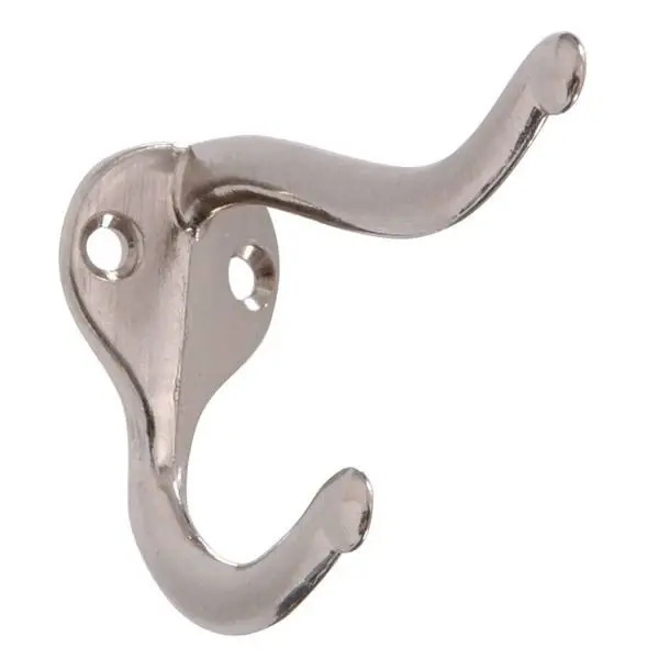 Satin Nickel Coat And Hat Hook - 2 Pack Hillman Hook And Eye 852659