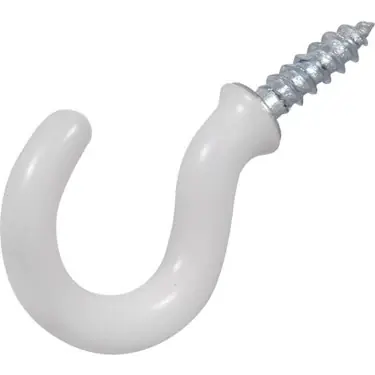 3/4 Cup Hook White Vinyl 50Pk Hillman Hooks And Eyes 852711 008236988598