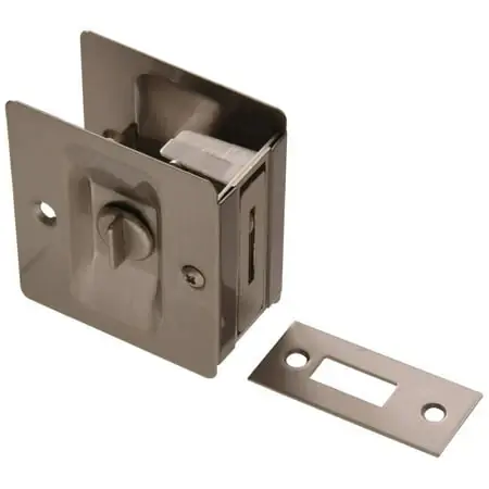 The Hillman Group 852731 Pocket Door Latch - Solid Brass - Satin Nickel Finish 1-Pack