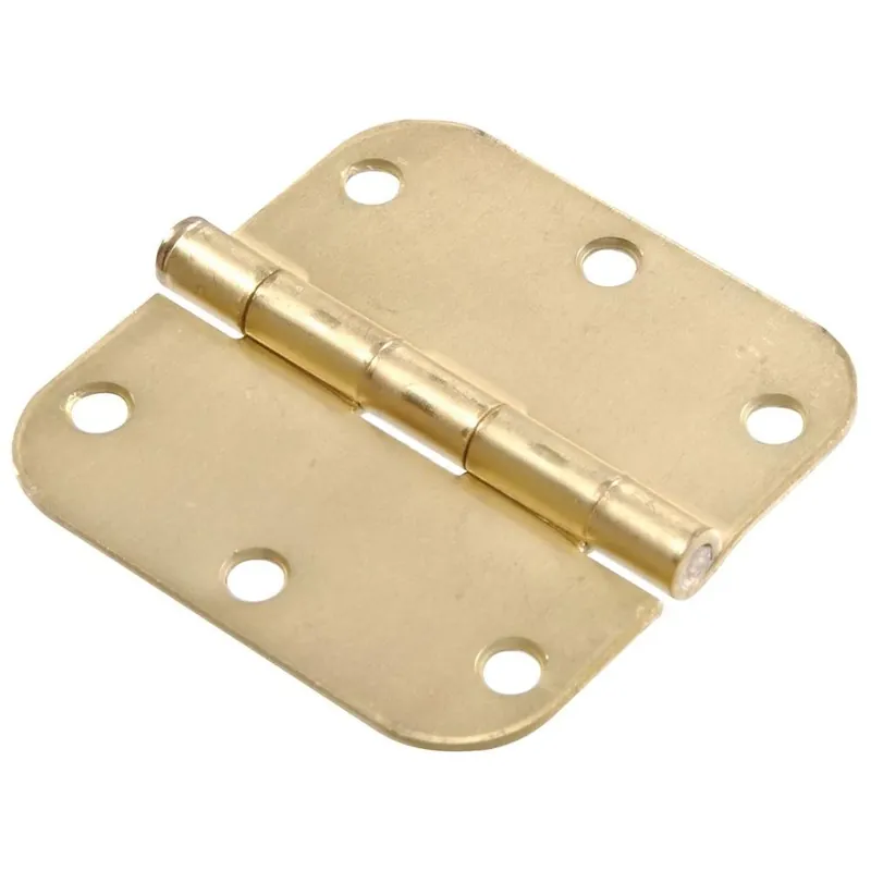 The Hillman Group 852804 3" Residential Door Hinge - 5/8" Round Corner - Removable Pin - Full Mortise - Satin Brass Finish 1-Pack