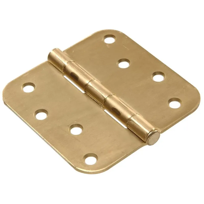 The Hillman Group 852805 4" Residential Door Hinge - 5/8" Round Corner - Removable Pin - Full Mortise - Satin Brass Finish 1-Pack