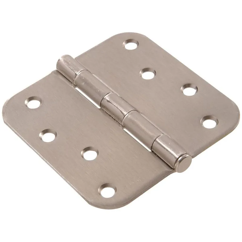 The Hillman Group 852809 4" Residential Door Hinge - 5/8" Round Corner - Removable Pin - Full Mortise - Satin Nickel 1-Pack