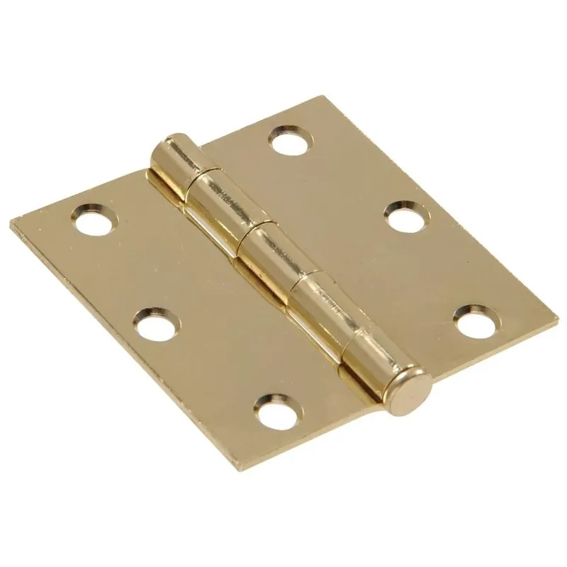 The Hillman Group 852817 3" Residential Door Hinge - Square Corner - Removable Pin - Full Mortise - Brass Finish 1-Pack