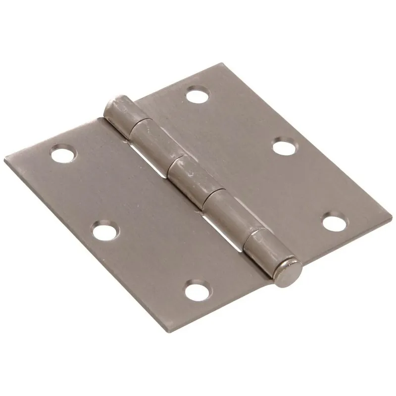 The Hillman Group 852828 3-1/2" Residential Door Hinge - Square Corner - Removable Pin - Full Mortise - Satin Nickel Finish 1-Pack