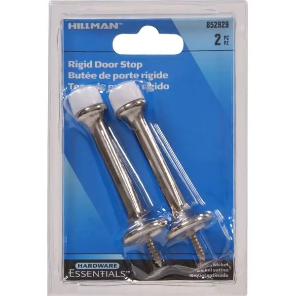 The Hillman Group The Hillman Group 852929 3 In. Rigid Door Stop - Standard Type - Satin Nickel 2-Pack