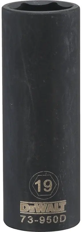 Metric Deep Impact Socket, 6-Point, Black Oxide, 1/2 In. Drive, 19mm